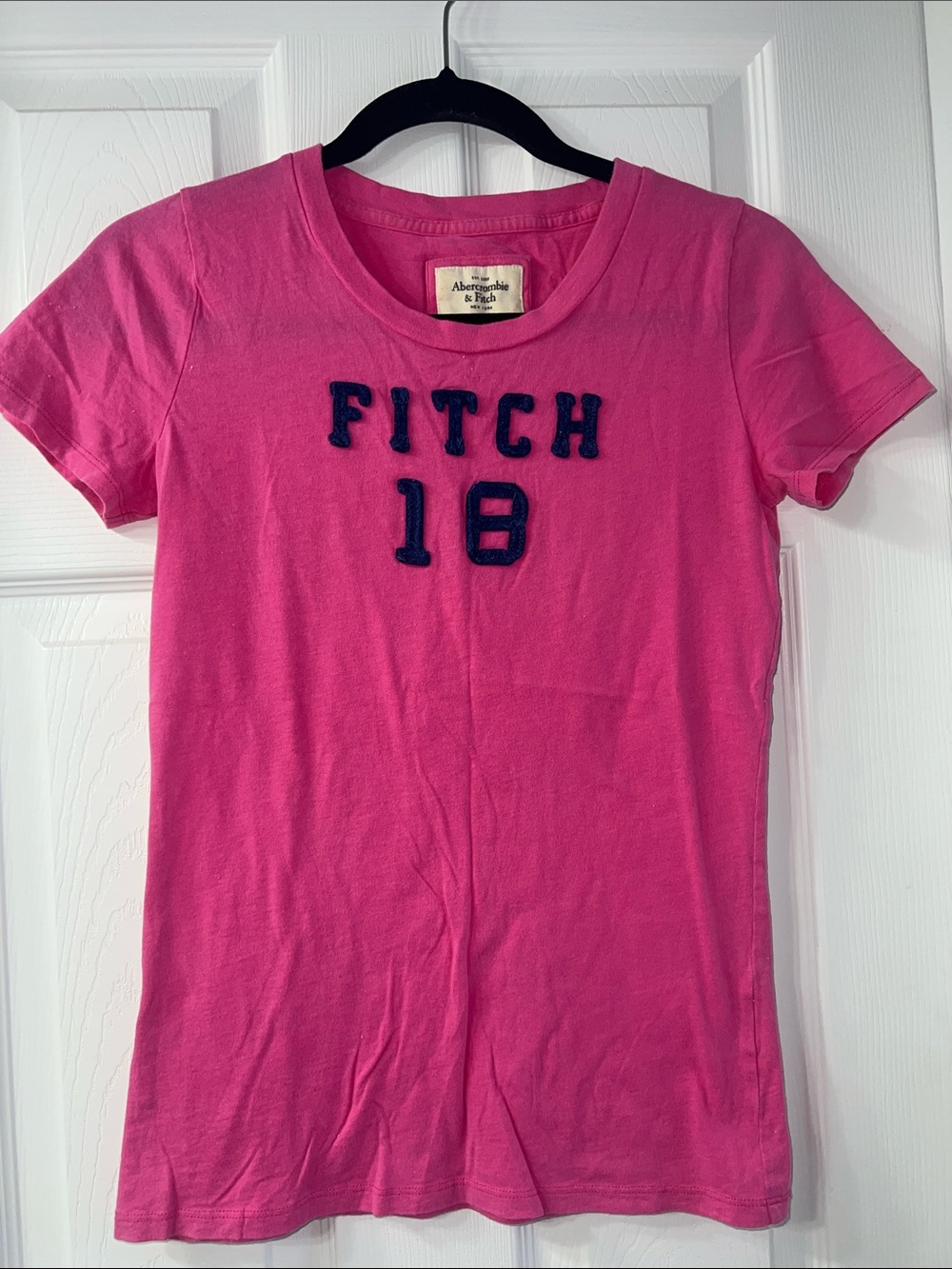 Abercrombie & Fitch Hot Pink Tee with Navy Applique